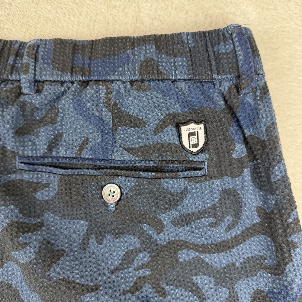 FootJoy x Todd Snyder Seersucker Golf Shorts Men's XL Stretch Designer Blue Camo - Picture 9 of 16